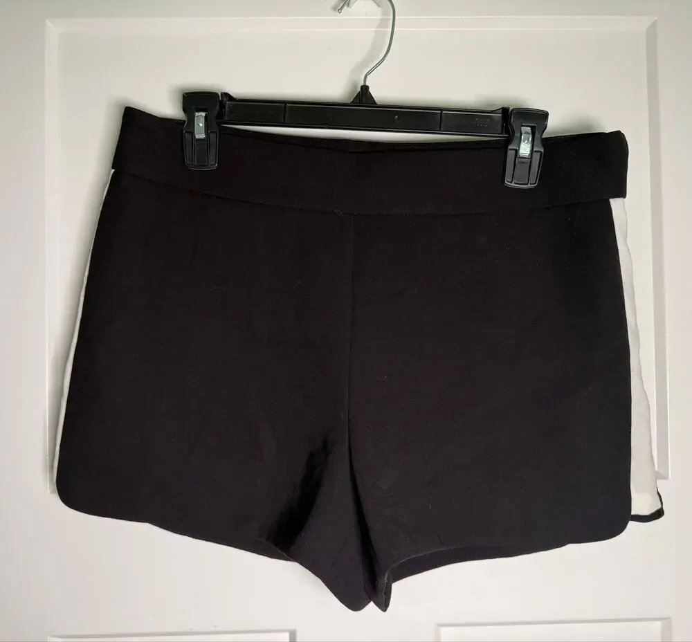 J. Crew Black Shorts White Side Stripe Size 8 Side Zipper 3 inch Inseam NEW